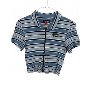 Airwalk Striped Ribbed Half-Zip Top women’s XL